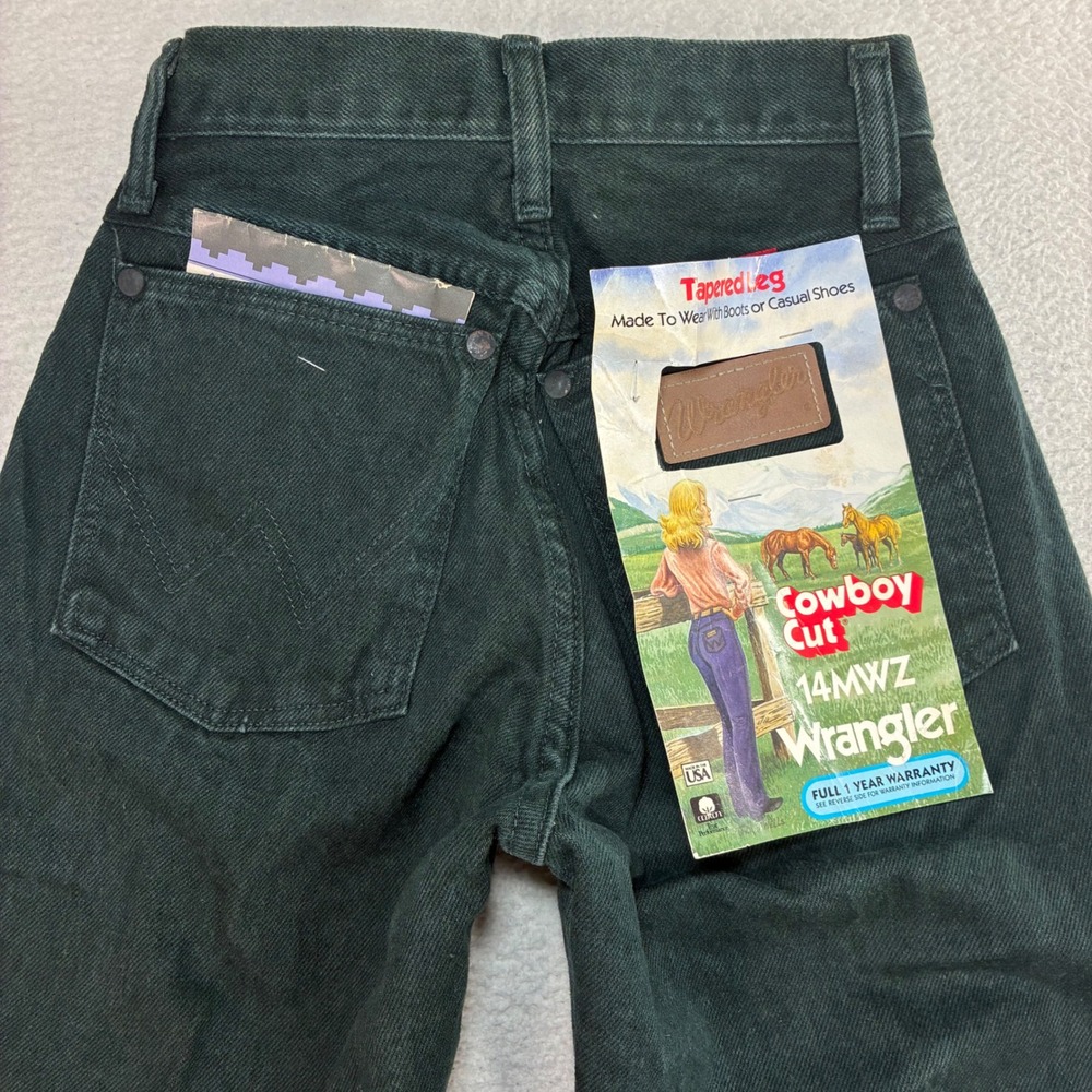 Vintage Wrangler Cowboy Cut 14MWZ Tapered Leg Jeans Women 0x34 Green Made in USA